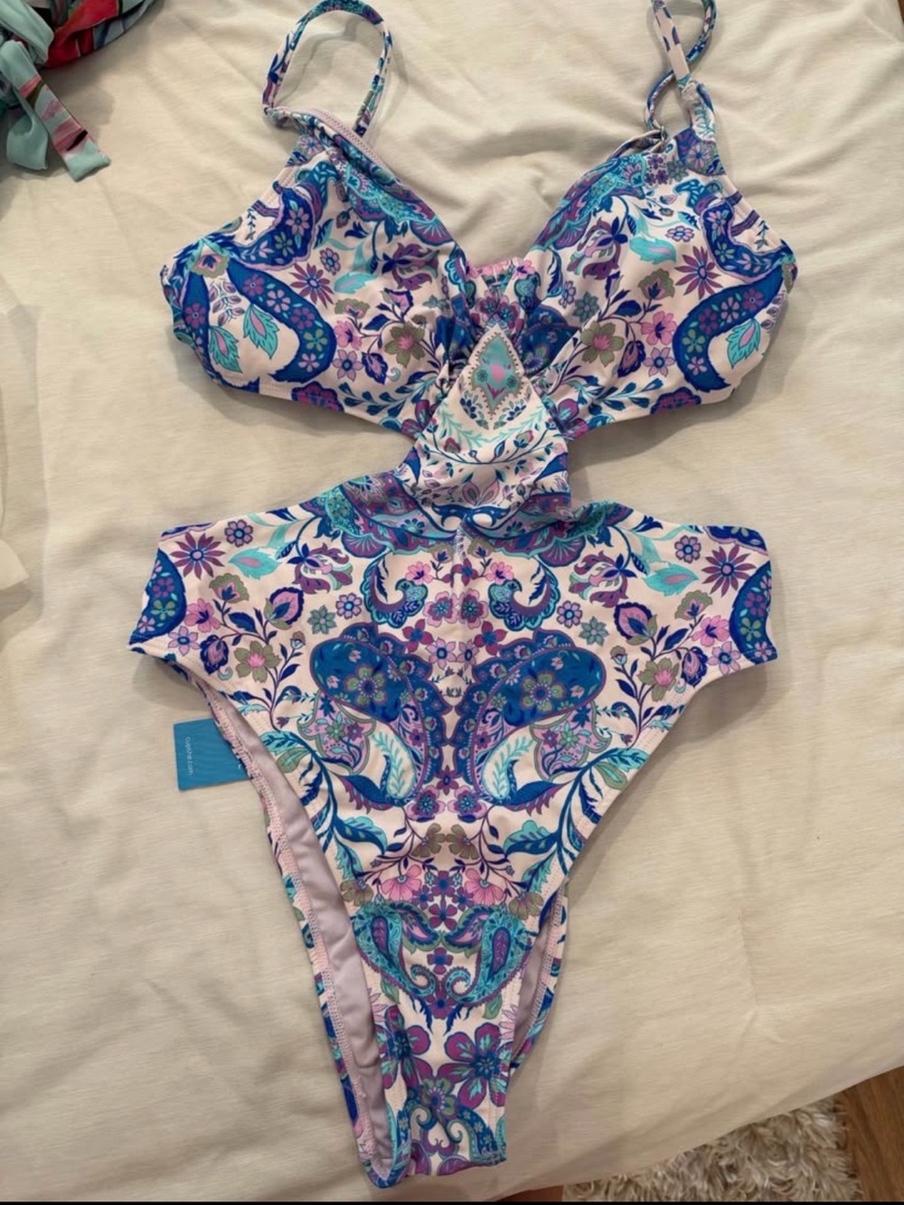 Cupshe Blue & Purple Paisley One-Piece Swimsuit